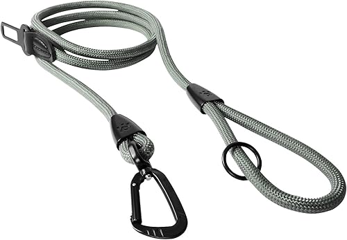 Miniatura 9 de PawsPassion - Correa de cuerda para perro de 6 pies, correa de perro resistente 2 en 1 con hebilla de cinturón de seguridad, mosquetón giratorio de