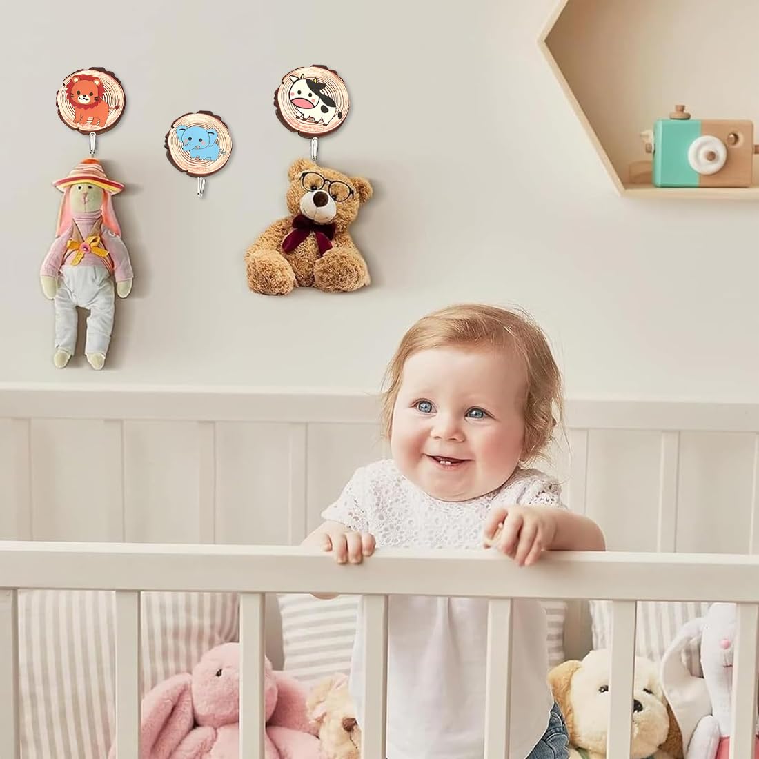 Ganci Autoadesivi per Bambini a Forma di Animale, 6 pezzi, Senza Foratura, per Cappotti Asciugamani Ombrelli Cappelli