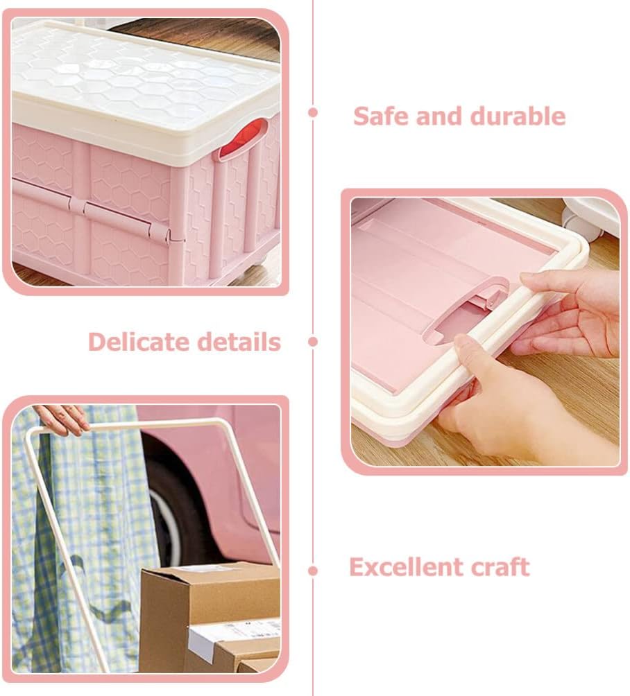 Alipis Grocery Cart Rolling Crate with Wheels Foldable Utility Cart Handcart Shopping Trolley for Travel Shopping Moving Storage Home Office Use Foldable Camping Wagon