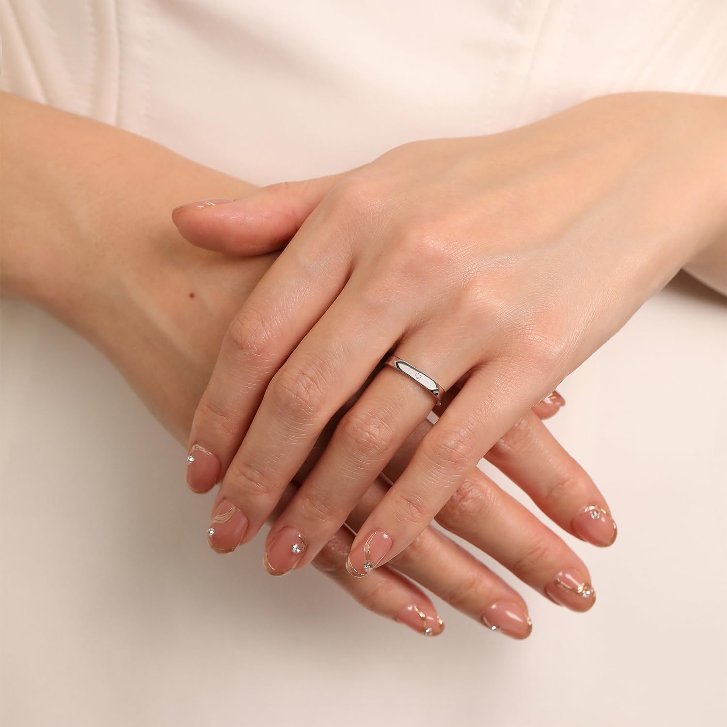 Meissa Anillos de Compromiso Boda Plata de Ley 925 para Pareja Novios Ajustables con Dos Corazones y San Valentín (Juego de Dos Anillos)