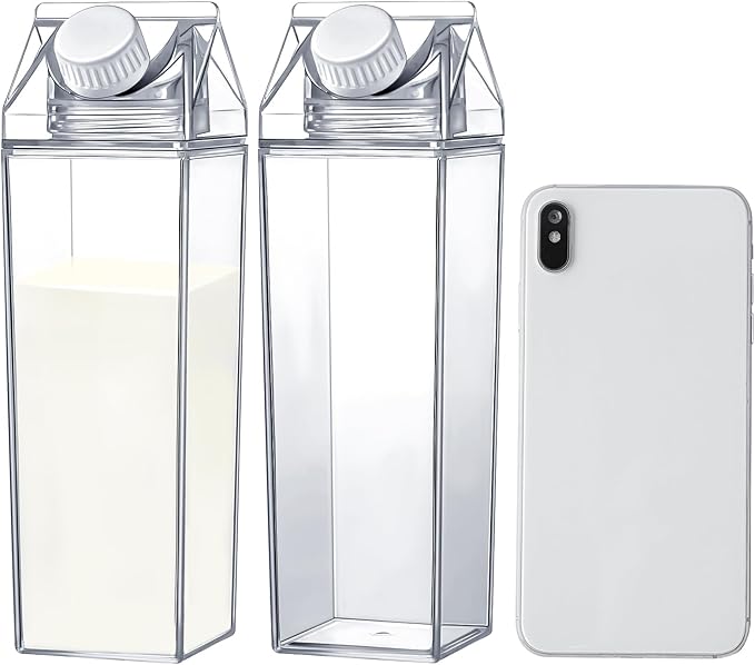 17 oz Milk Carton Water Bottles Clear Plastic Milk Box