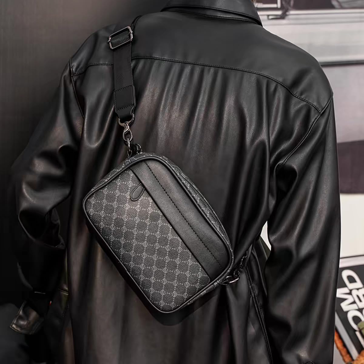 Sacs bandoulière homme,Sacoche Bandouliere Multifonctionnel,Sac à Bandoulière vintage shoulder pour homme,Sacs business,petit Étanche loisirs sac à dos,pour le travail,les voyages (Noir)