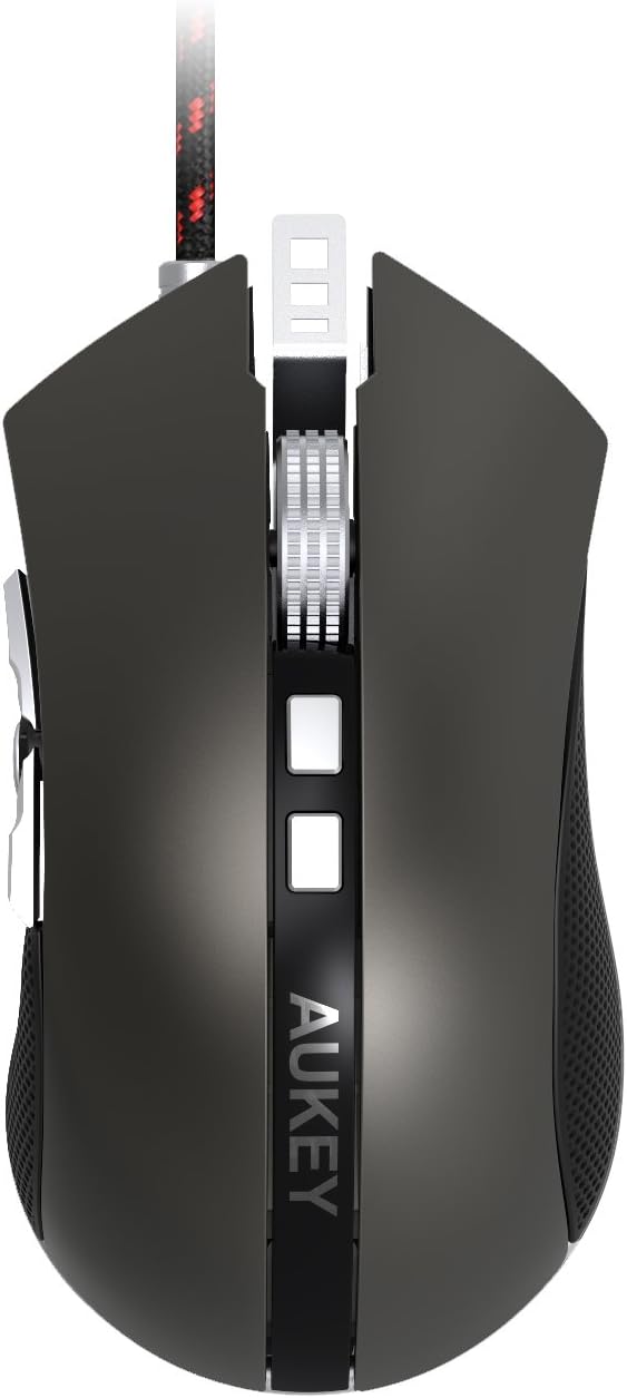 AUKEY Raton Gaming con 4 DPI Ajustable 9 Botones Programables Control de Peso Personalizar RGB LED para Windows XP/Windows Vista/Windows 7/ Windows 8 (Plata)