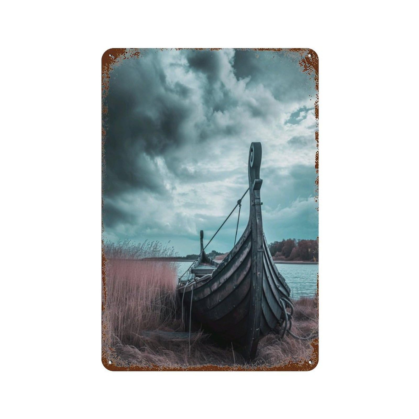 xiaoxiaoshen Viking Ship In Misty Fjord (3) Wall Decor Art Metal Tin Poster Modern Home Decor Art Home Bar Shop Decorations Vintage Sign 30x20cm