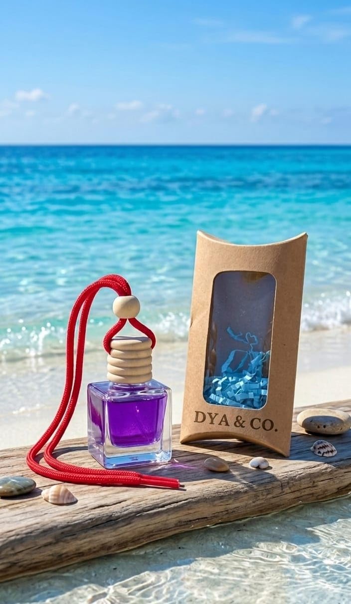 DYA & Co Blue ocean aqua Premium Car Perfume Hanging Bottle | Handcrafted, Wooden Cap, Hanging Diffuser, Fragrance Bottle, Est. 2021-image-36