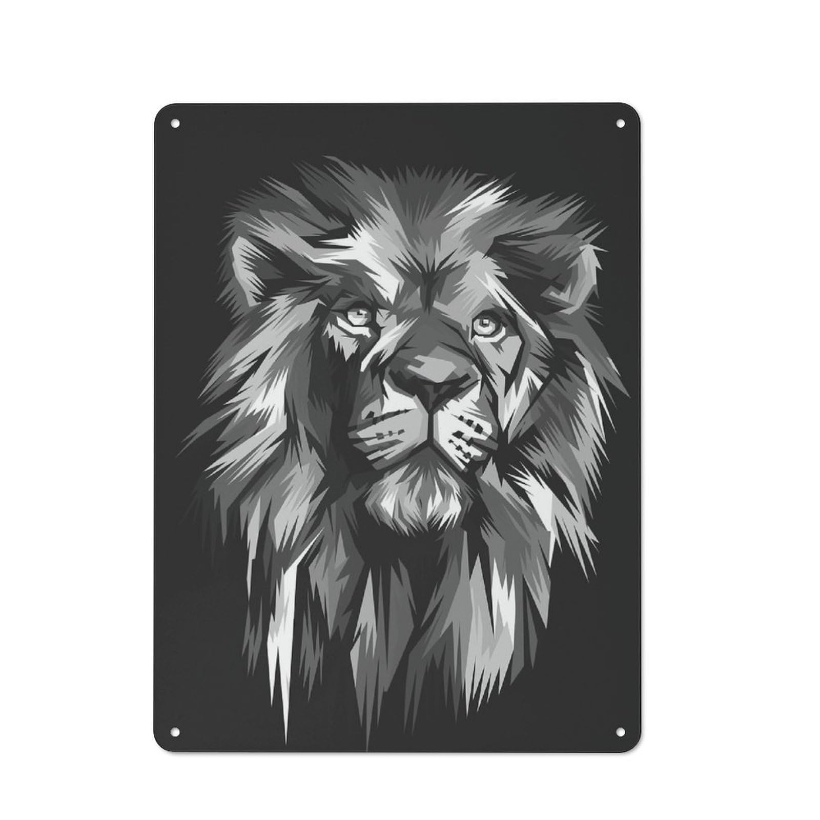 Lion Warehouse Style Metal Wall Decor 40x30cm, Industrial Metal Sign for Workspace, Cafe, Hallway Or Garage