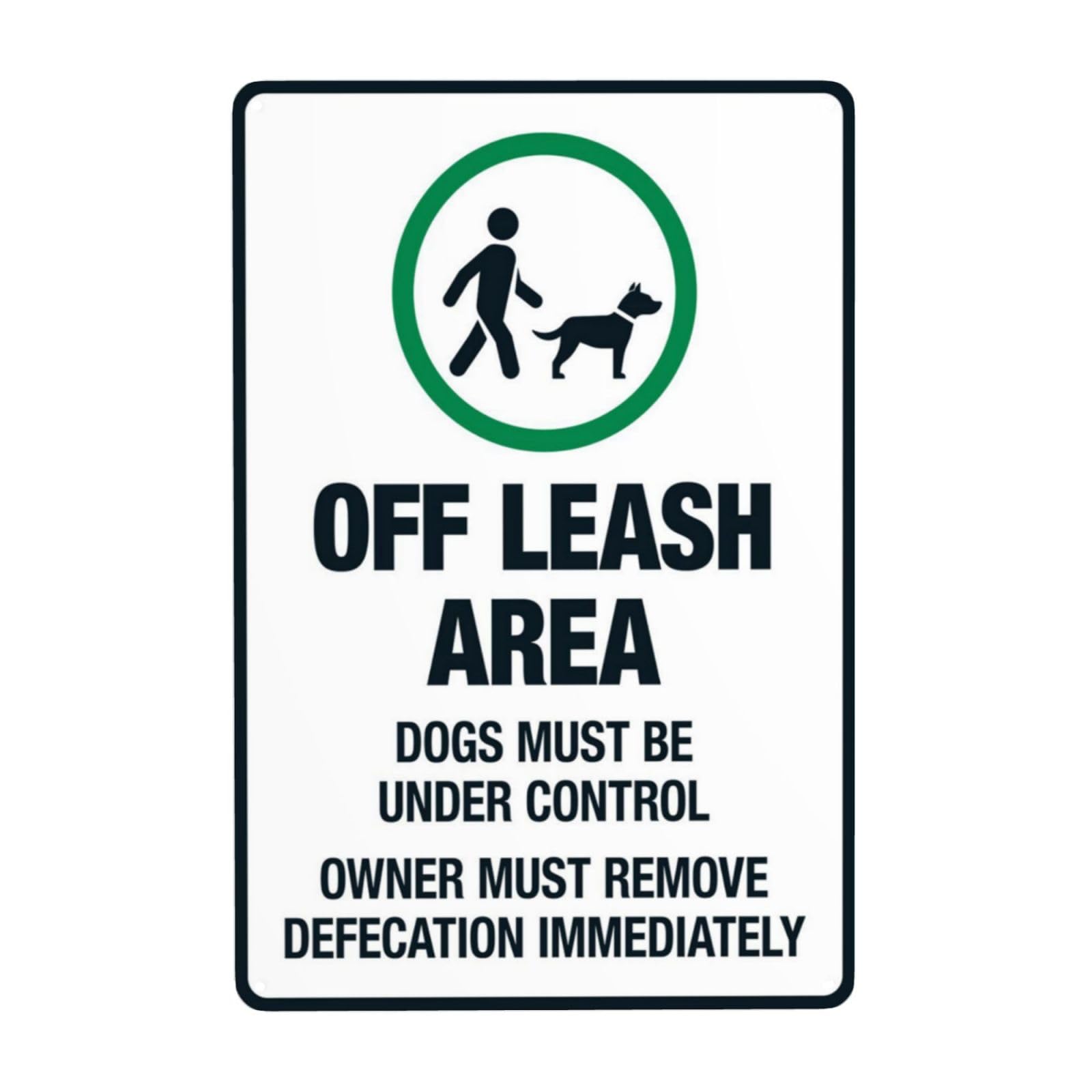 Retro Metal Tin Sign, Off-leash Dog Area Rule Sign, Owner Management & Waste Cleaning Notice Decor, 8x12 Inch