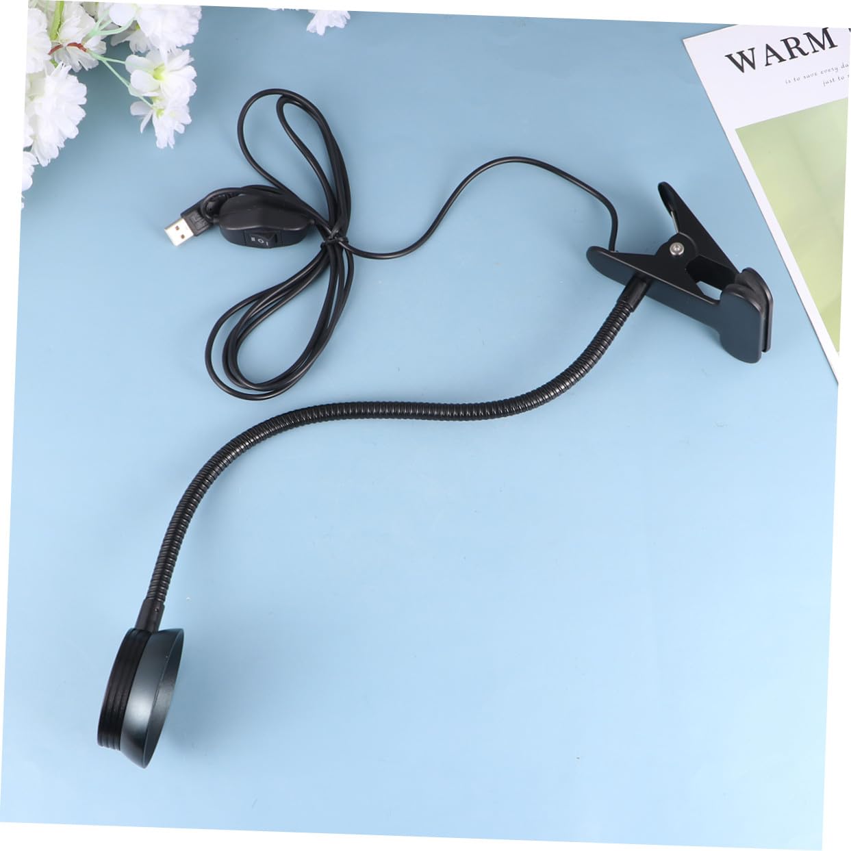 Lampada da Lettura LED Clip, 4w 6w, Collo Flessibile per Letto | Luce Usb, Regolazione a Due Livelli, Paralume Protettivo, Metallo Nero, Cavo Incluso