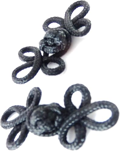 Miniatura 2 de Cierre de botón de ranas chinas con cierre de gancho y ojal – Coser acolchado renacentista danza hawaiana trajes de novia decoración de ropa – Negro