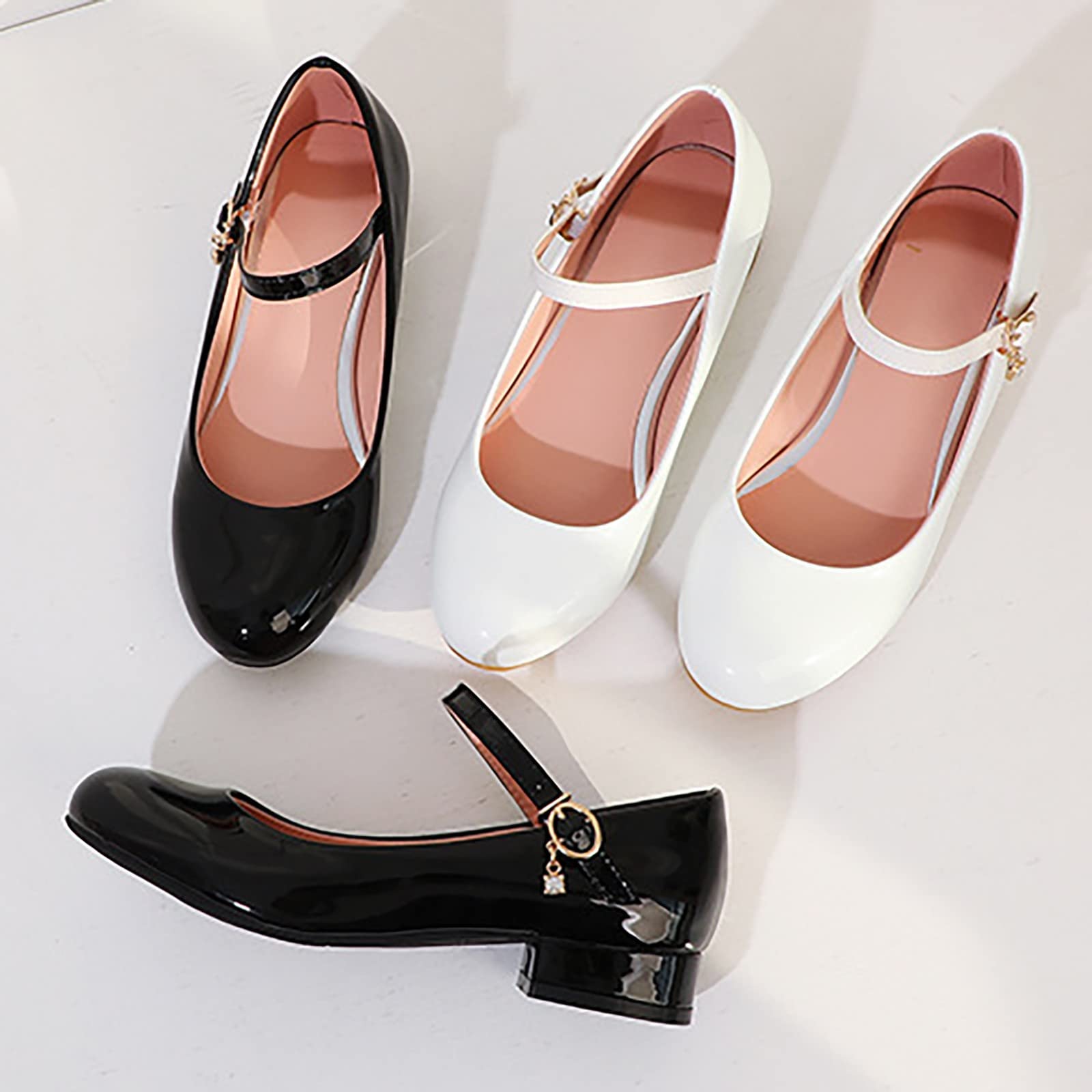 Zapatos de princesa para niños, zapatos casuales festivos, zapatos de bailarina, zapatos de tacón alto, zapatos de vestir cómodos zapatos de baile con hebilla ajustable zapatos de cuero punta redonda