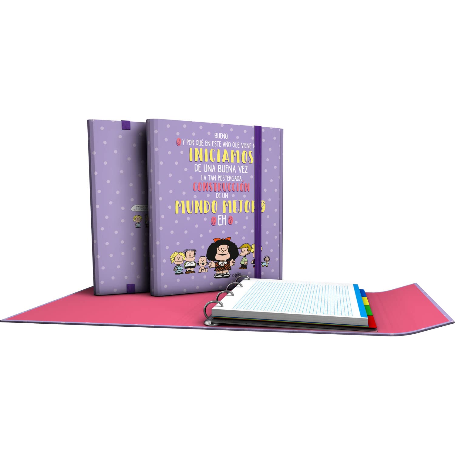 Grafoplás 88212659. 4 Rings Carpesano with 5x5 Grid, A4, Closing Flap, Includes Separators, Carpeplus, Mafalda Collection, Hope