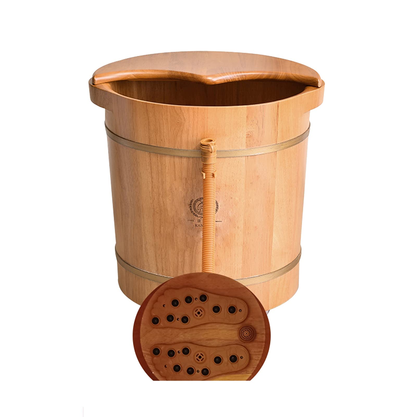 Axdwfd Barril de Madera para el hogar, masajeador de baño de SPA, 6 Rodillos de Masaje, Ruedas universales, pies calmantes cansados (Color : Wood Color)