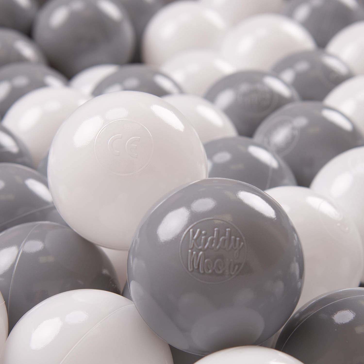 KiddyMoon Soft Plastic Play Balls 50 Balls/7Cm-2.75In Multi-Colour Made In EU, White/Grey — image 1