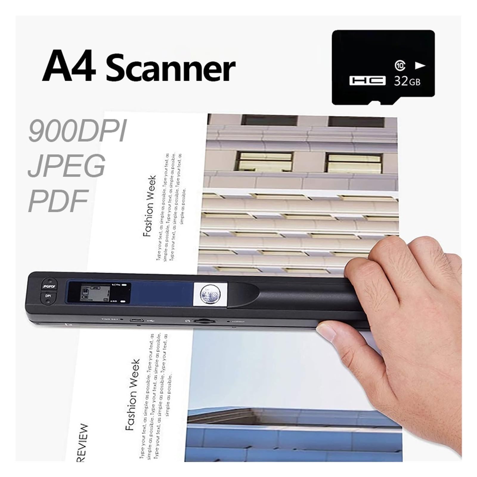 Scanner Documenti,Scanner Documenti, Scanner Documenti Scanner A4 portatile for documenti Libri Scanner mobili portatili for ufficio JPG/PDF 900 DPI,per riunioni aziendali didattiche(Blauw)