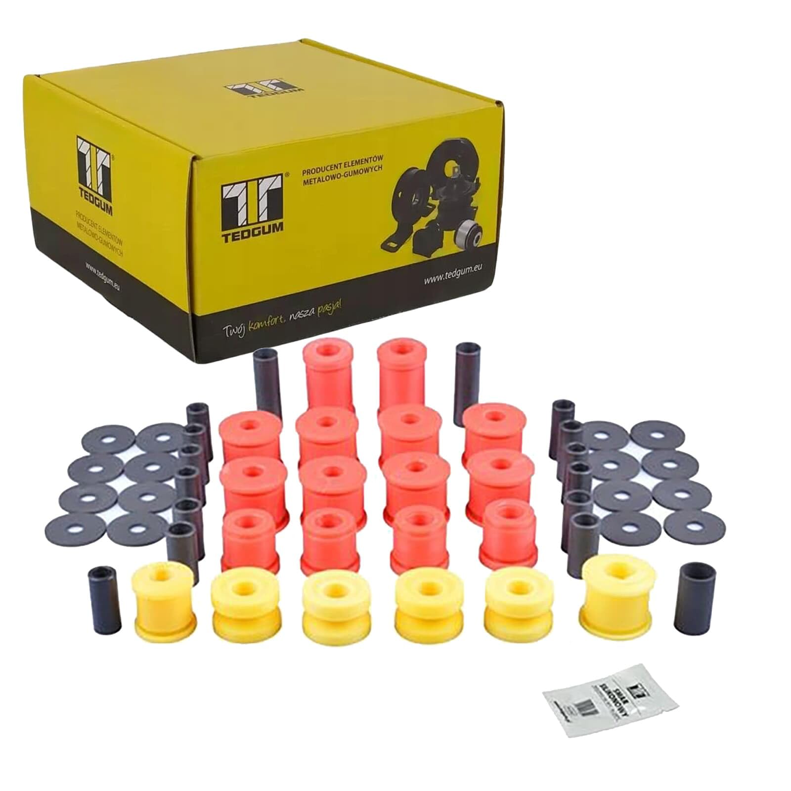 TEDGUM TED56884 KOMPLET POLIURETANOWYCH TULEI ZAWIESZENIA PRZEDNIEGO I TYLNEGO