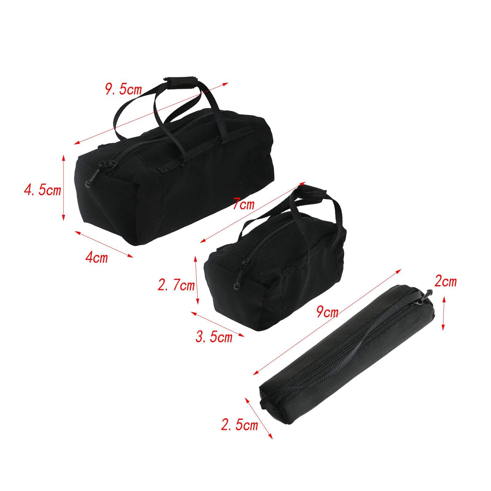 MagiDeal 3X RC Coche Simulación Equipaje Bolsa Accesorios Decoración Mini DIY Modelo Coche Bolsas de Viaje para 1:10 Coche de Control Remoto Pieza/Acc, Negro