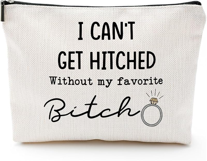 Necessaire de maquiagem Vancsenia com zíper, estampa I Can't Get Hitched, em lona, 22,86 x 15,24 x 5,08 cm