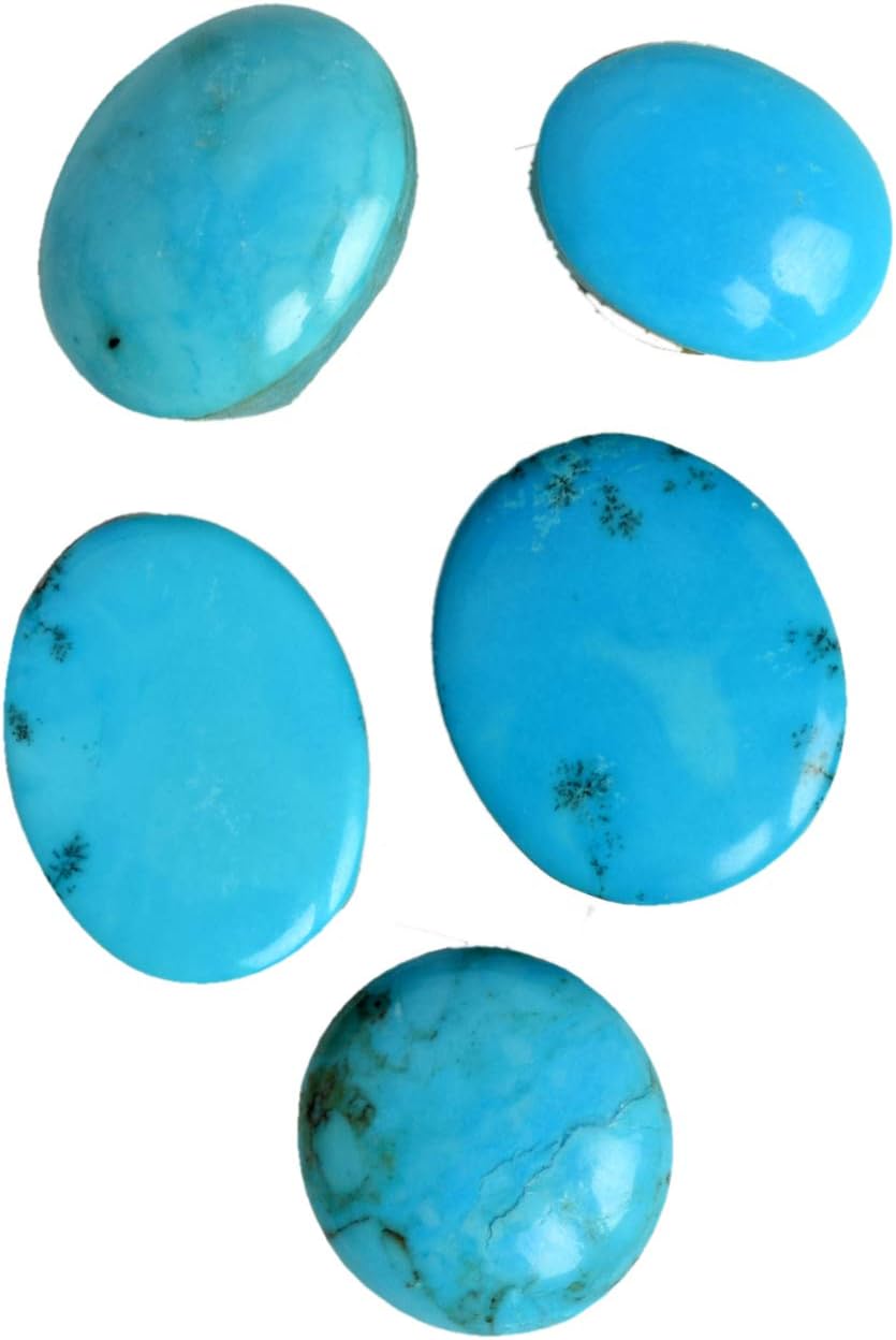 GEMHUB AAA++ Natural Blue Turquoise 100 Ct Lot of 5 pcs Cabochon Loose Gemstones BS-104