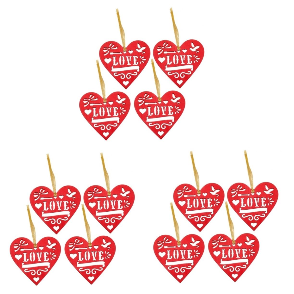Corazón de madera de 12 piezas ABOOFAN para manualidades y scrapbooking 1