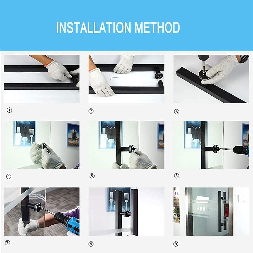 Door Handlesets Heavy Duty Stainless Steel Square Tube Commercial Push-Pull Door Handle/Glass Door Handle/Barn Door Pull Handle, Black/Silver - 6 Sizes (Color : Silver, Size : 800