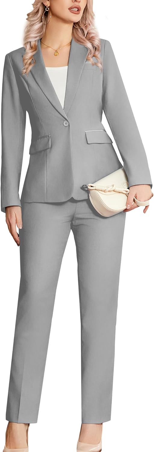 Women's 2 Piece Suit Notched Lapel One Button Slim Fit Business Office Work Tuxedo ...