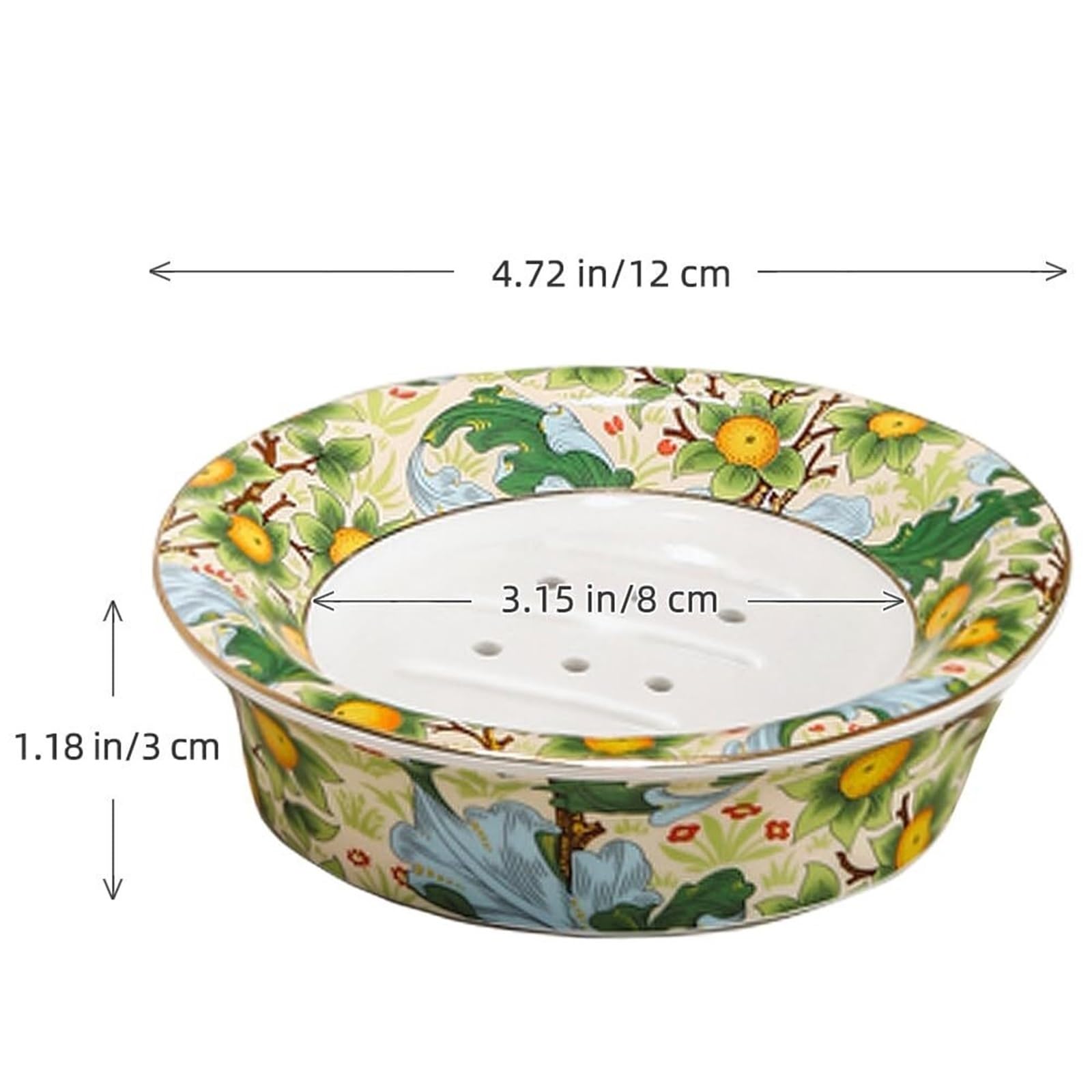 Portasapone con drenaggio Vassoio rotondo a doppio strato con portasapone autodrenante decorativo floreale per lavabo del bagno(Style a)