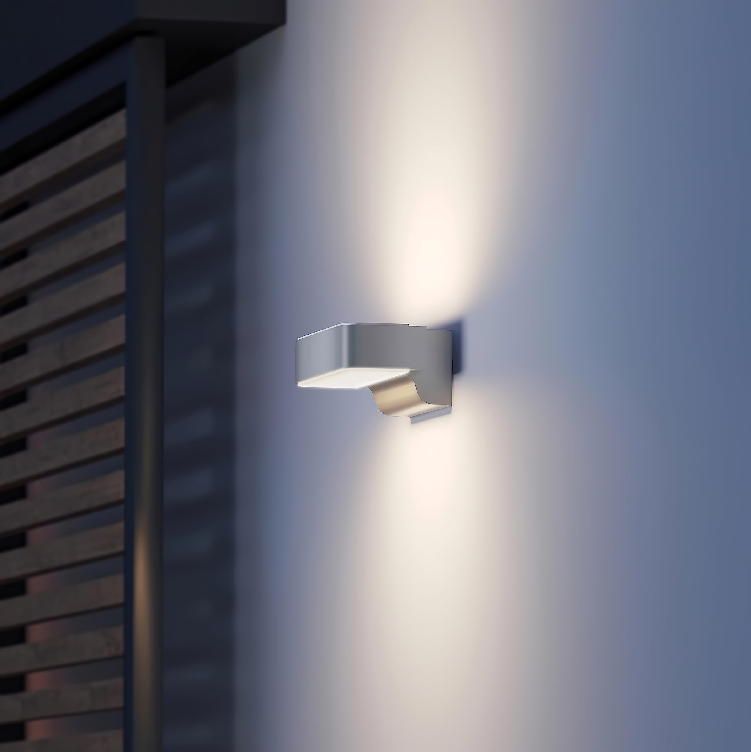 STEINEL Applique LED murale extérieur L 810 SC argent | lampe extérieur intelligent, détecteur de mouvement 160° iHF, Up/Downlight, commandé par application