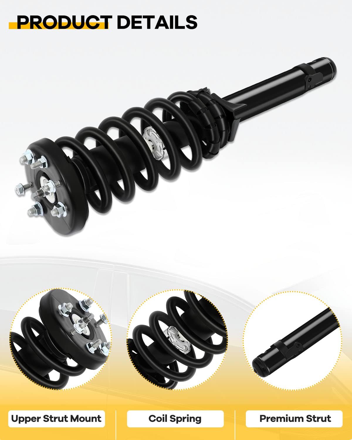 Spring Strut Assembly,OCPTY Complete Struts Shocks Fits 2008 2009 2010 2011 2012 for Honda for Accord 172562R 172562L 172563 Replace Strut