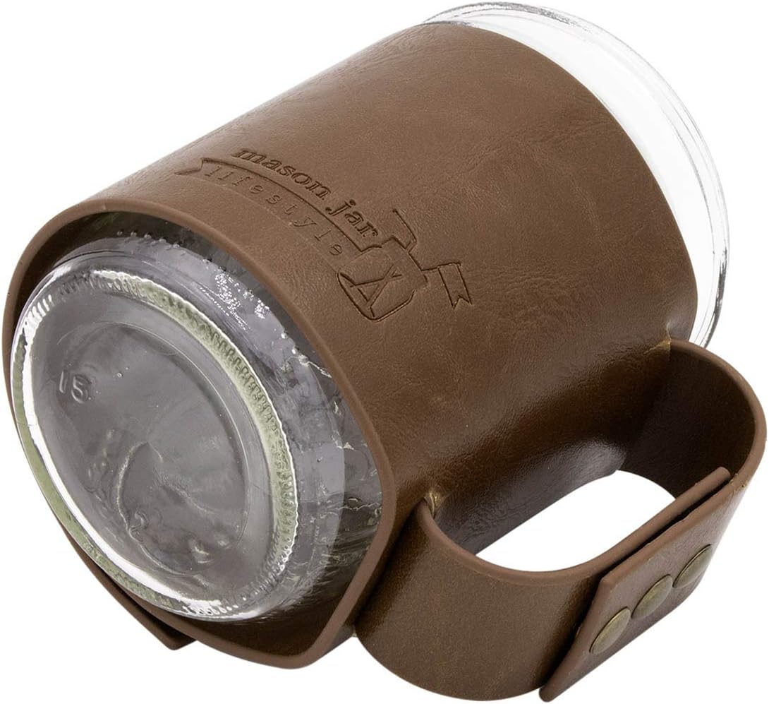 Mason Jar Lifestyle Faux Leather Travel Mug Set (Frost Lid)