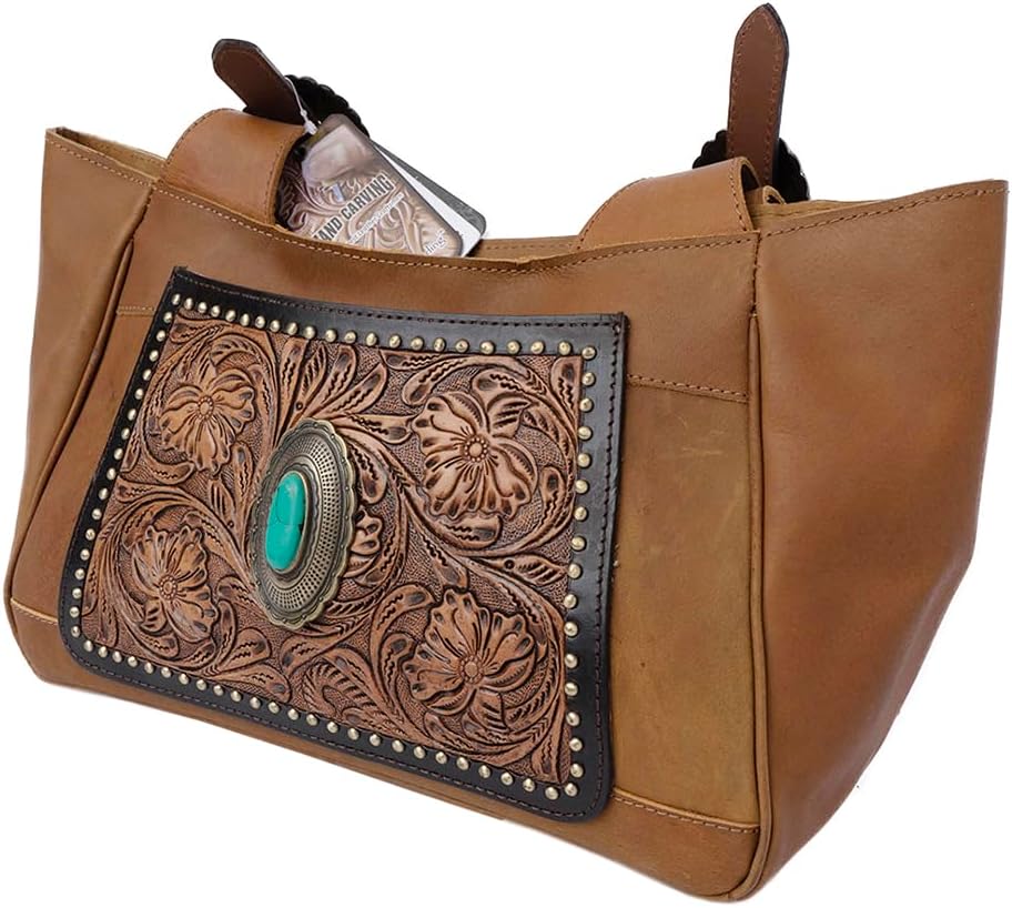 American Darling Tote Hand Tooled Genuine Leather Western...