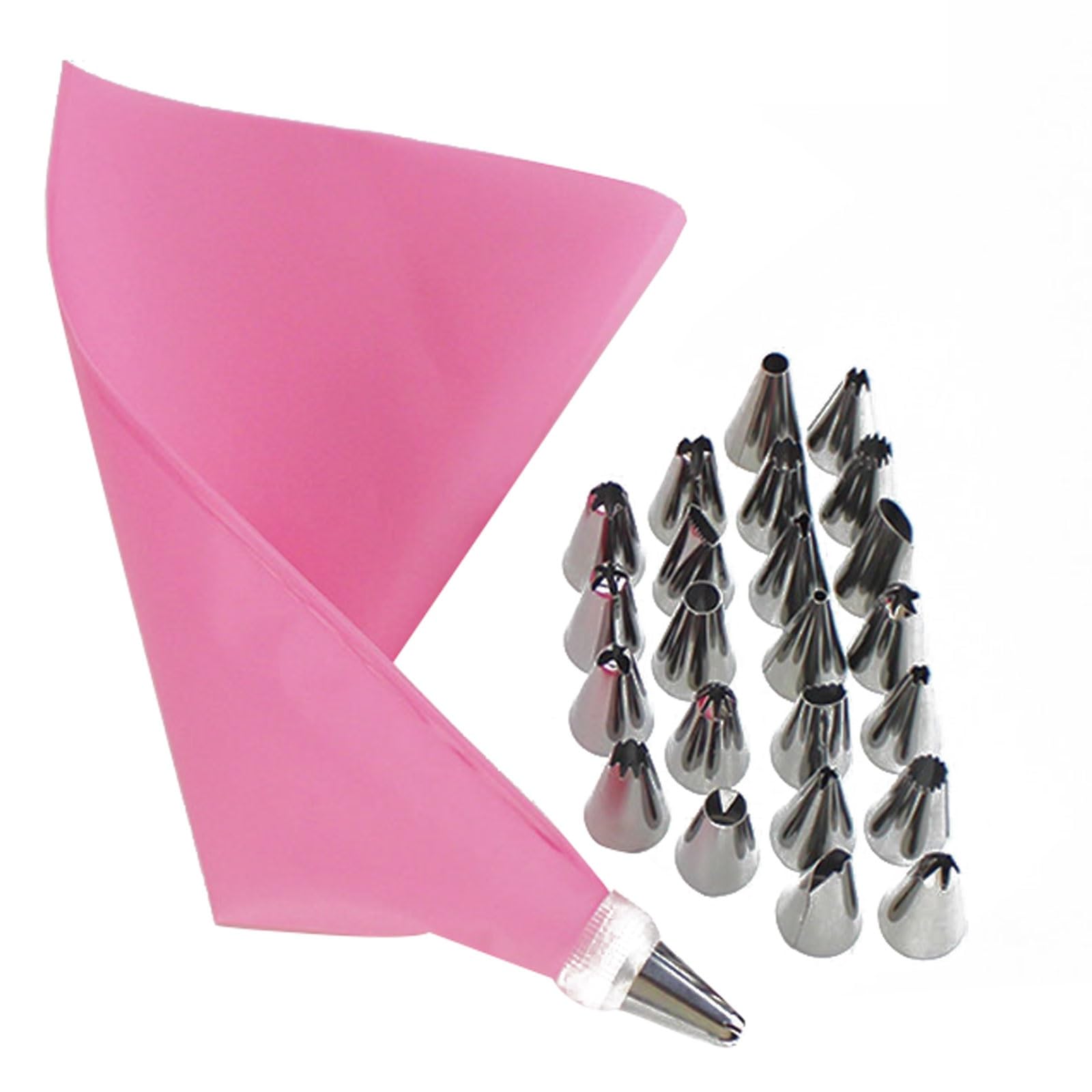 Juego de decoración Pasteles 26 Piezas, Bolsas EVA Acero Inoxidable compatibles con Crema Mantequilla, Puntas repostería for Hornear Galletas(Rose)