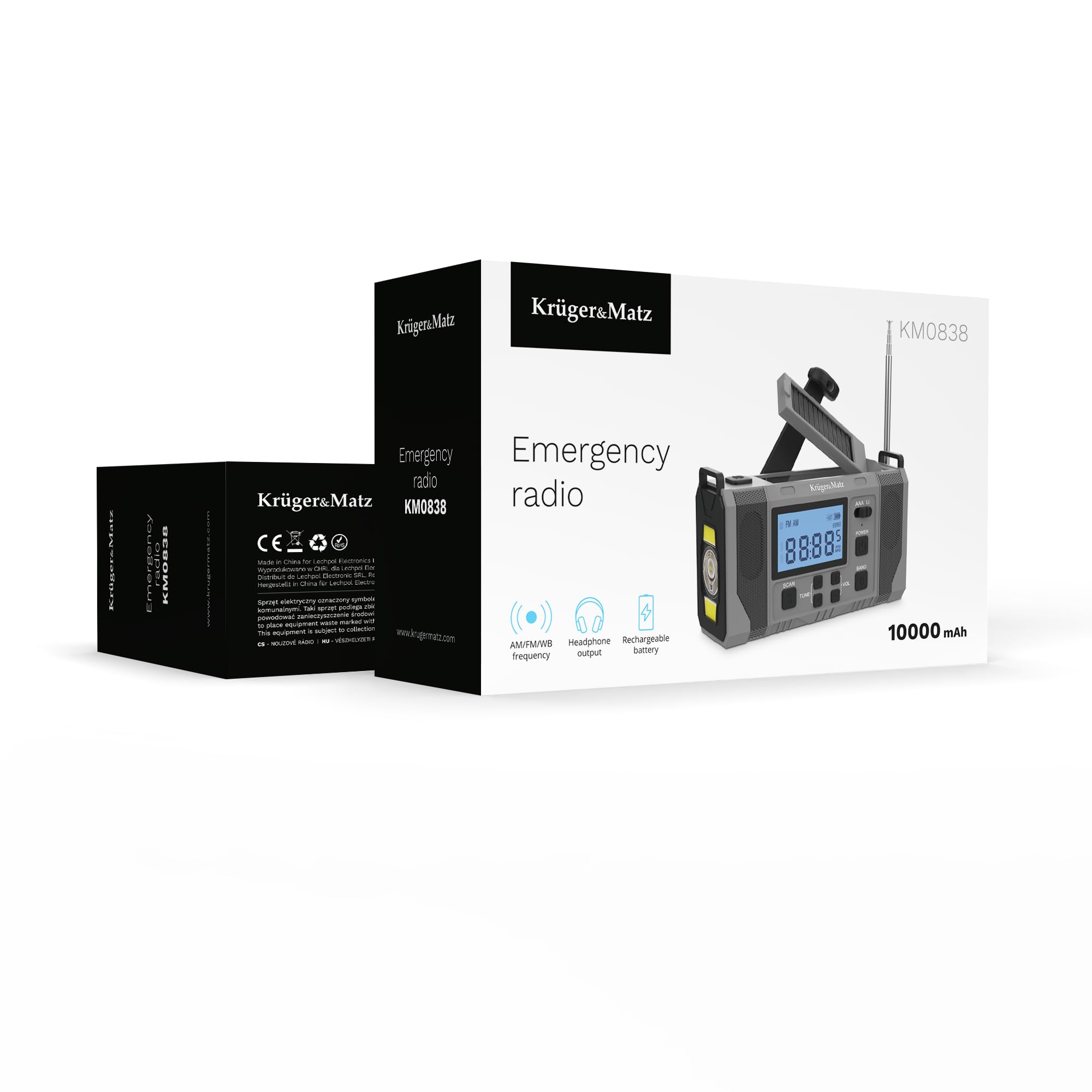 Radio solarne przenośne SOS powerbank 10000mAh latarka dynamo Kruger&Matz