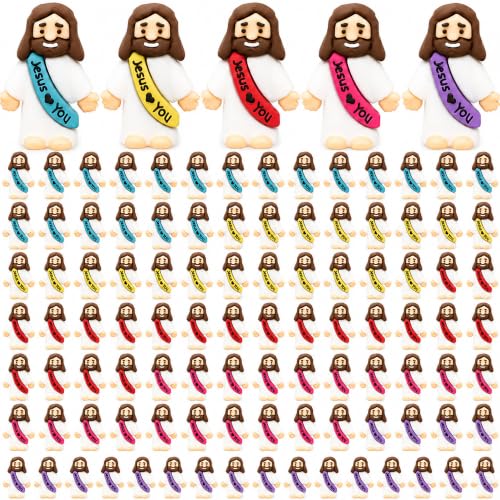 100 Pack Little Jesus Figurines in Bulk Pocket Jesus Loves You Jesus Small Figures Little Tiny Jesus Figures for Church Christmas Party Favors Baptism Gifts Religious Gifts for Easter Egg Stuffers