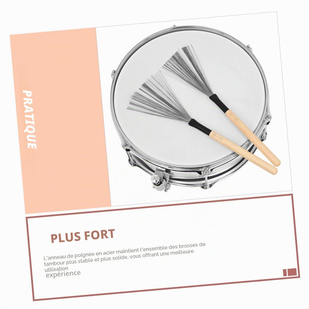 Brosse À Tambour En Fil D'Acier Avec Poignée En Bois 12.80 Pouces Balais Pour Batterie Jazz Accessoires De Percussions Pour Batteurs Débutants Et Professionnels