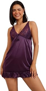 Clovia Womens Sexy Ruffled Babydoll in Purple Price In India