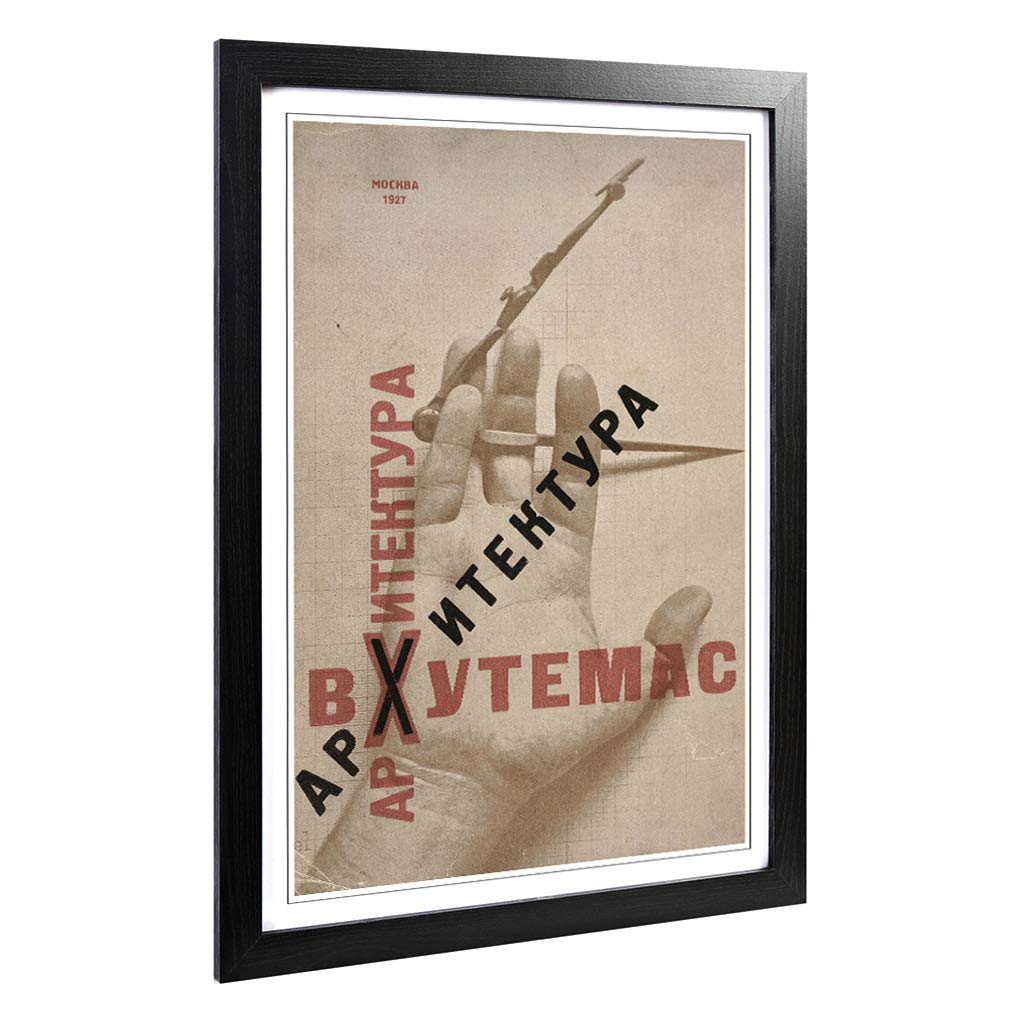 Big Box Art Framed Print of El Lissitzky Architecture Mockba Design | Wall Art Picture | Home Decor for Kitchen, Living Room, Bedroom, Hallway, Black, A2 / 24.5x18 Inch / 62x45cm