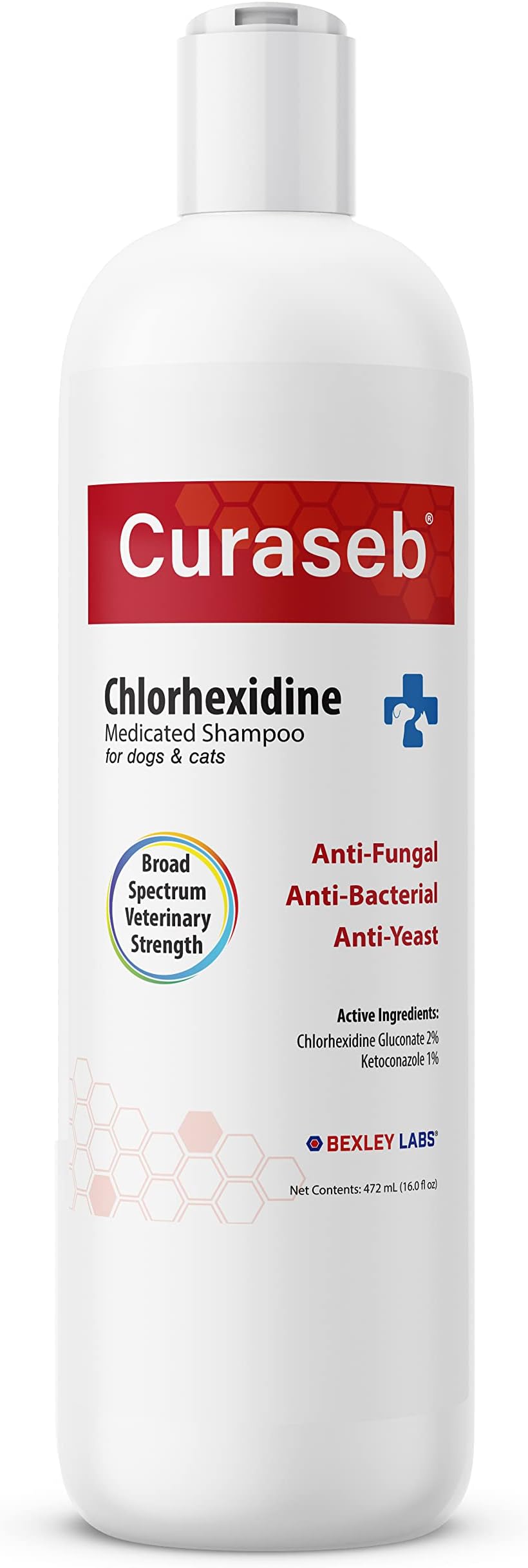 (470ml) - Curaseb Antifungal & Antibacterial Chlorhexidine Shampoo for Dog & Cats - Treats Yeast Infections, Ringworm, Pyoderma & Skin Allergies - Broad Spectrum Veterinary Formula