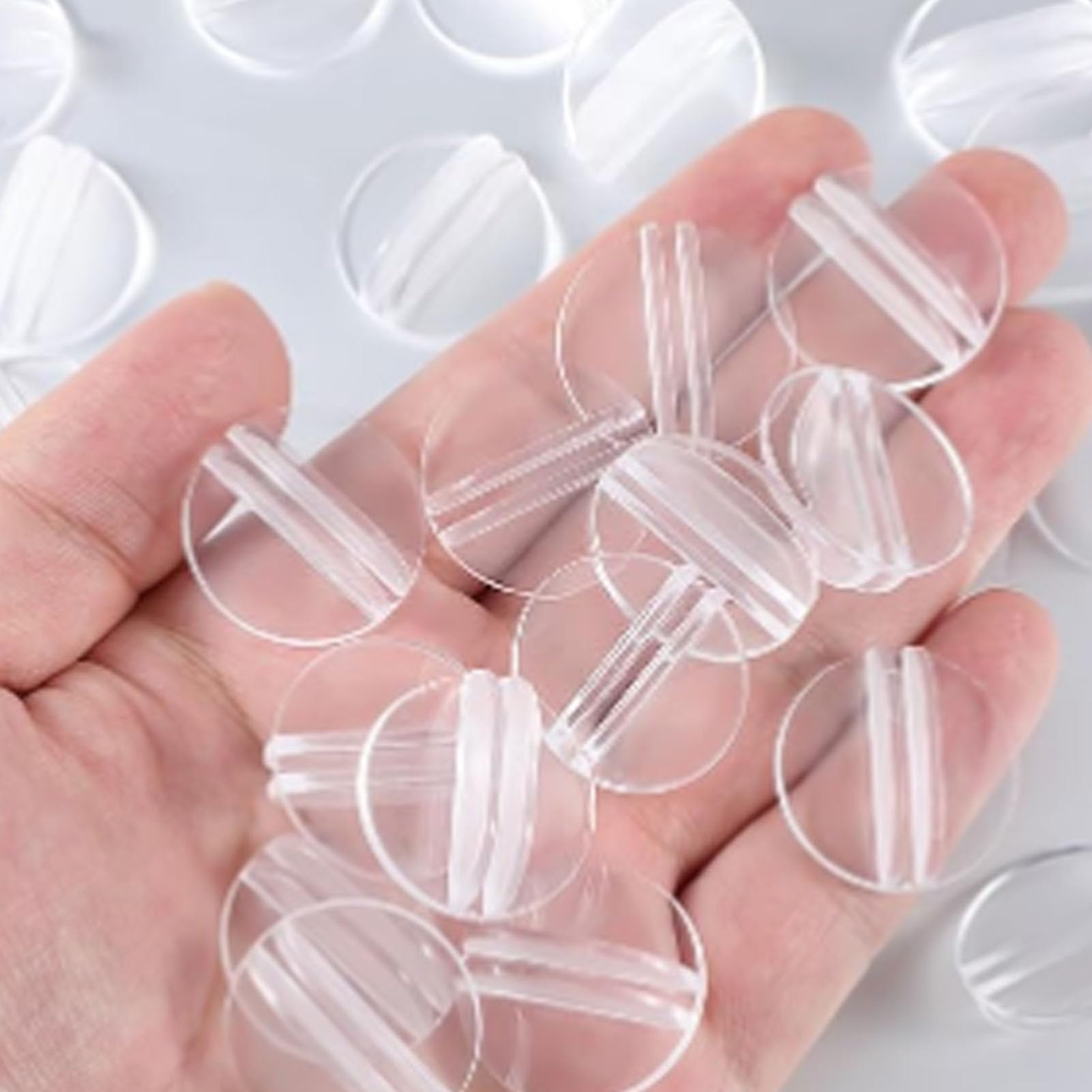 POCREATION Transparent Plastic Card Stand, Business Card Menu Holder with Stable Circular Base, for Business Cards, Table Numbers, Menus Labels Stand