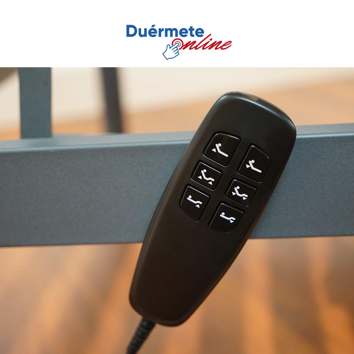 Duérmete Online - Przegubowe łóżko elektryczne 5 płaskie wzmocnione +Ergonomik Visco pamięci piankowy materac +jedwabisty dotykowy poduszka, grafitowy szary, 90x190