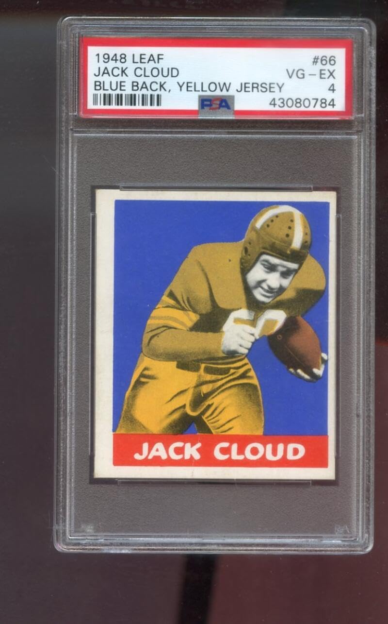 1948 Leaf #66 Jack Cloud PSA 4 Graded Football Card NFL William and Mary Blue Back Yellow Jersey