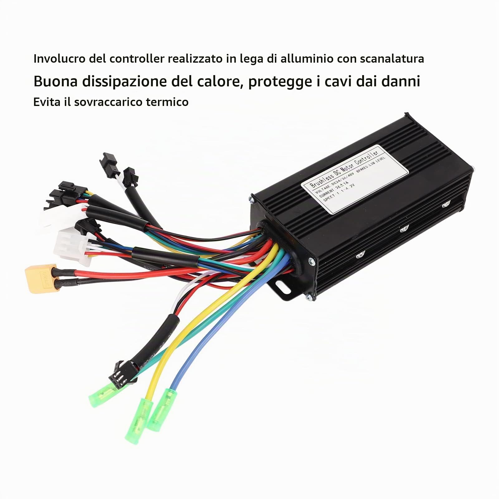 Controller per bici elettrica, 24 V, 36 V, 48 V, per scooter brushless, dissipazione del calore, 3 modalità, onda sinusoidale, 26 A, accessori modificati per bici elettrica, scooter