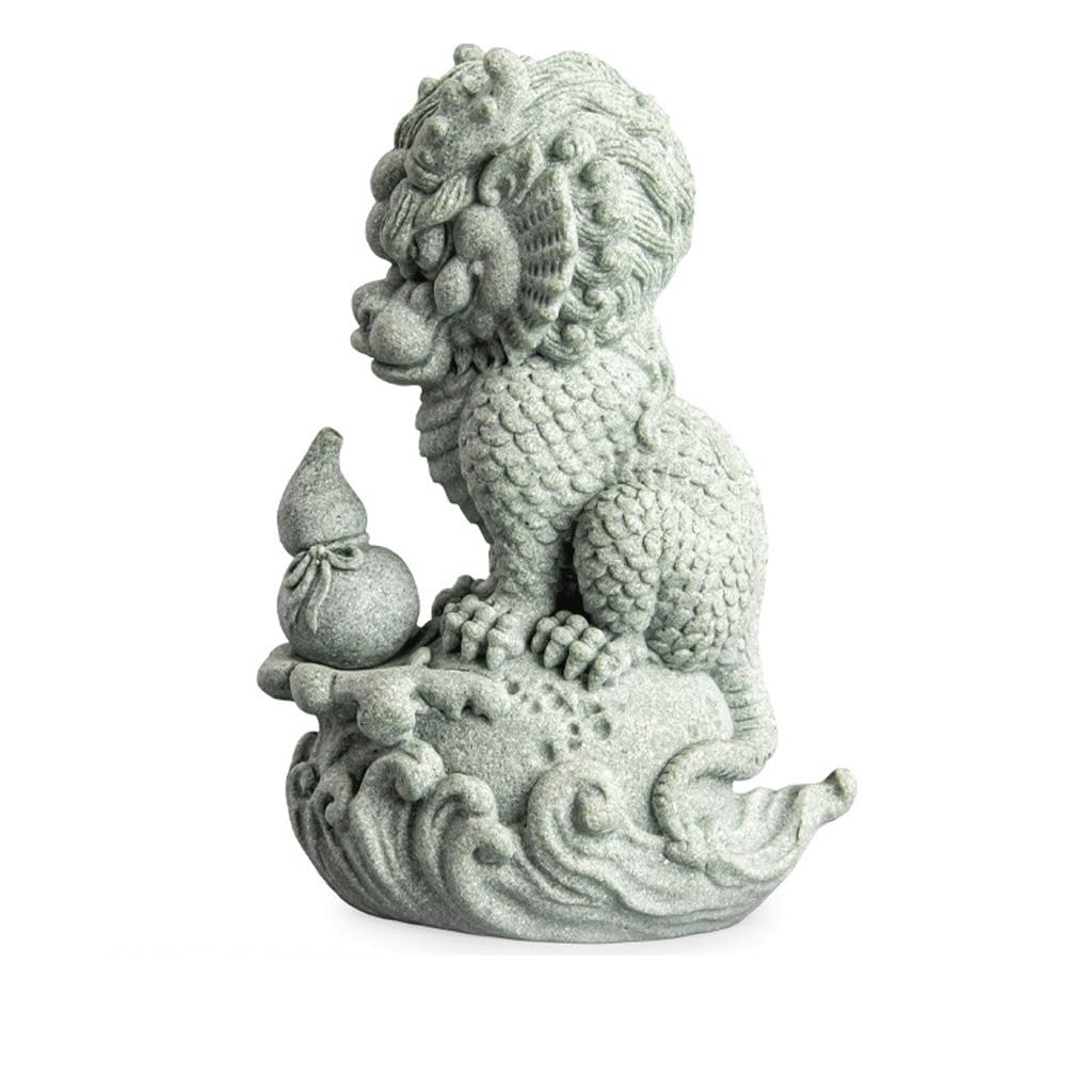 ENGENDER Kung Fu Tea Pet Green Sandstone Auspicious Beasts, Water Gods And To Attract Wealth, Home Desktop Decorations, Tea Tables, Pet Ornaments(B)