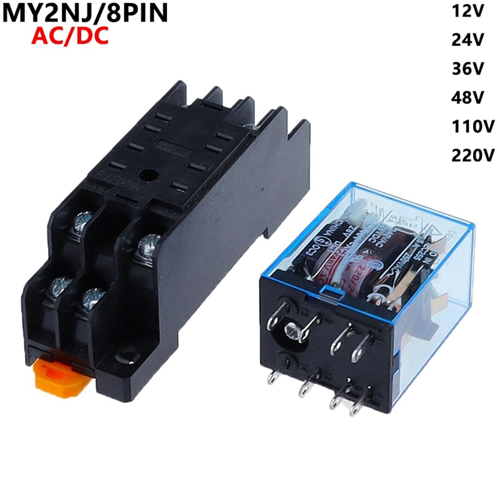 Relé micromini de uso general con base de zócalo, MY2P HH52P MY2NJ, 24 V CC/110 V/220 V CA, 10 unidades(AC,12V)