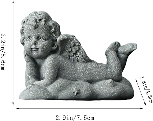 Miniatura 6 de livelyfish Estatua de ángel guardián, pequeña figura de querubín rezando, alas de arenisca, escultura de ángel para acuario, hogar, pecera,