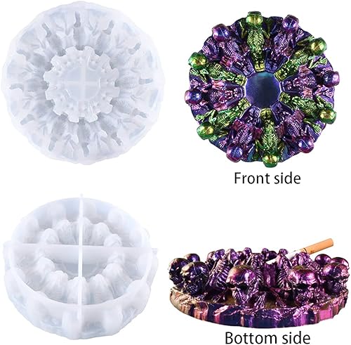 Miniatura 3 de Moldes de calavera para cenicero de resina, moldes de silicona de calavera de Halloween, moldes de silicona para resina epoxi, molde de caja de