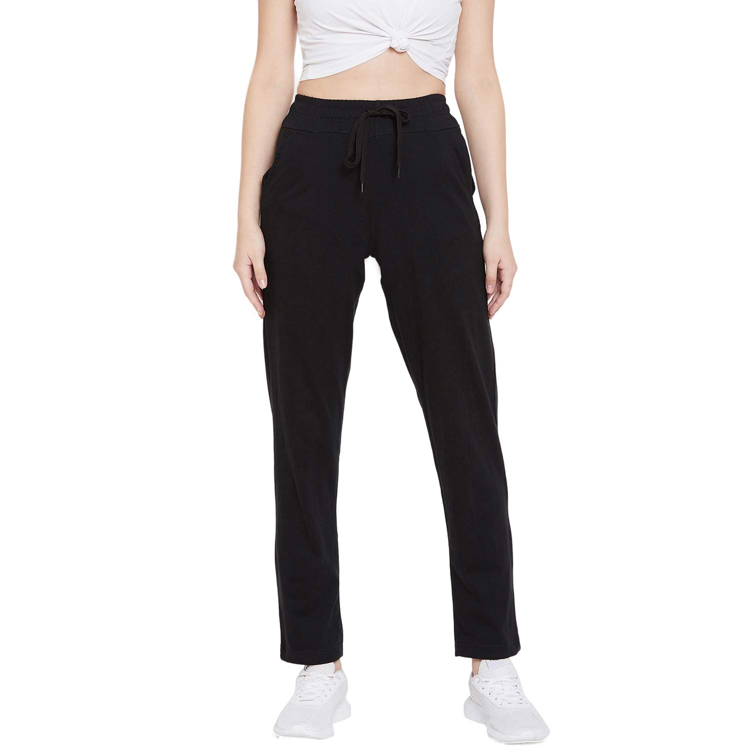 StyleStone Women's Black Cotton Track Pants (5029BlkTrak36)