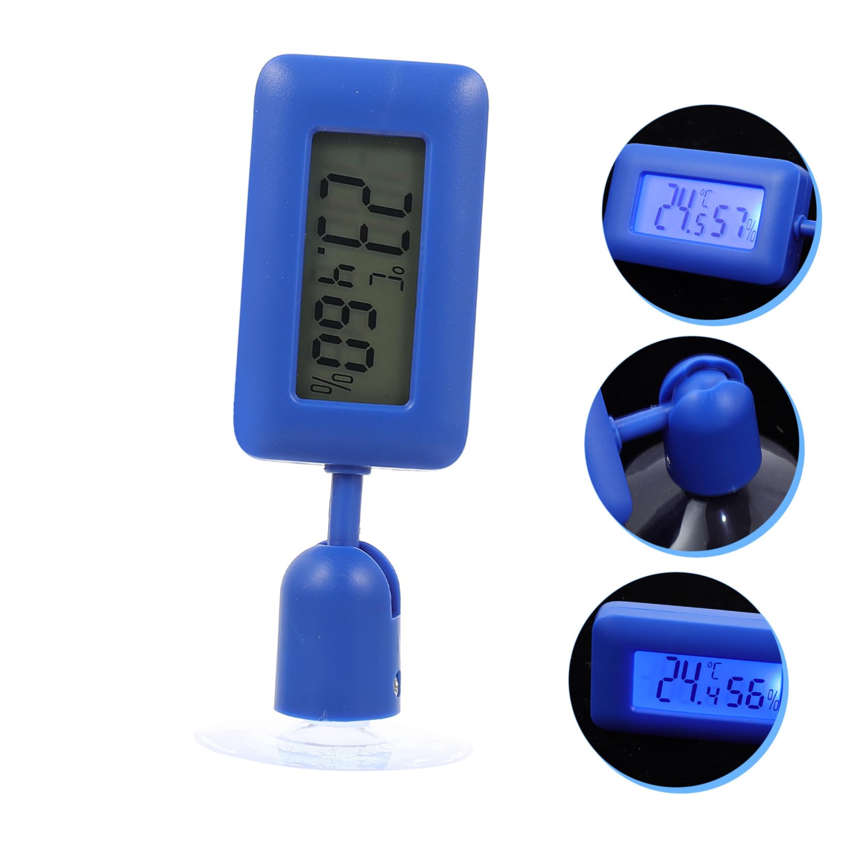 Housoutil 4piezas Digital Para Reptiles Ventosa y Pantalla Lcd Medidor De Temperatura y Humedad Rotativo Para Terrarios y Acuarios Accesorios Para Dragones Barbados y Otros Reptiles