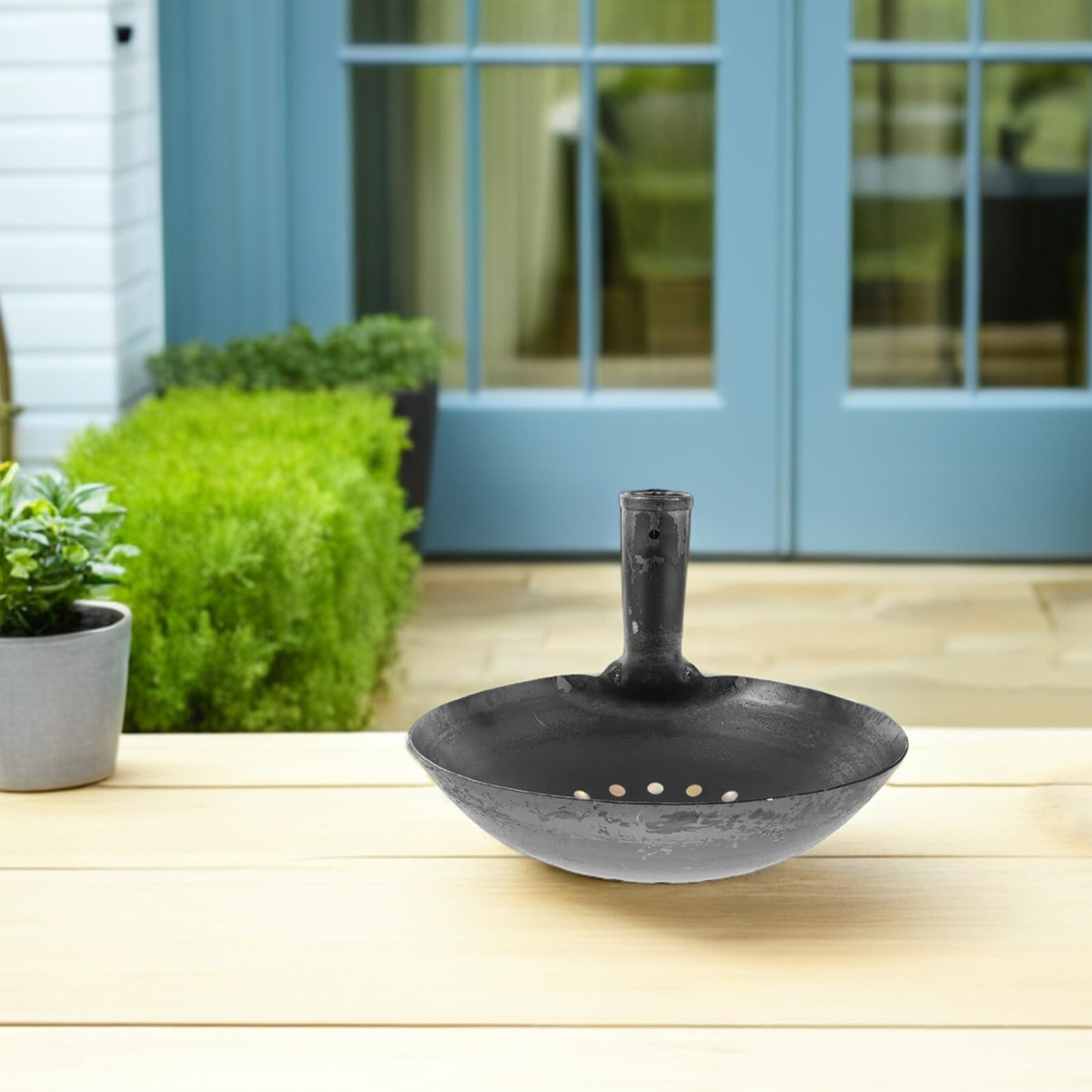 Kisangel Ergonomische Eisen Mistschaufel für Garten und Teichreinigung mit Löchern Robuste Abflussrinnenreinigungs Kelle für Stallmist und Schmutz