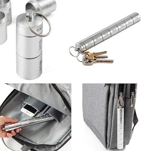 Miniatura 6 de Pastillero semanal para pastilleros, pastillero de 7 días, elegante resistente al aplastamiento, 7 compartimentos, dispensador de medicamentos,