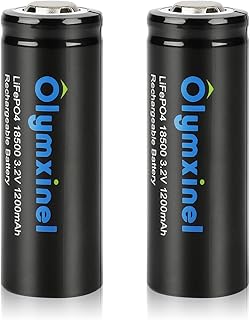 18500 3.2v Solar Battery 1200mAh: LiFePO4 18500 3.2 Volt 1200mah 3.84wh Batteries for Outdoor Garden Solar Lights, Flashlight (2 Pack)